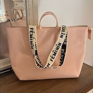 Clare V Pink Le Zip Sac Perforated Tote w/ Masculin Straps